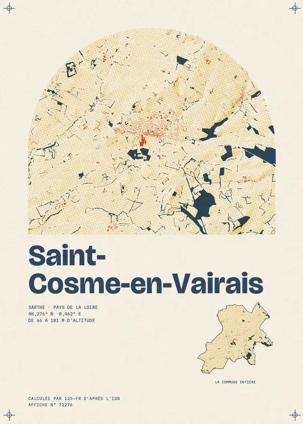 Affiche de Saint-Cosme-en-Vairais, calculée d'après l'IGN