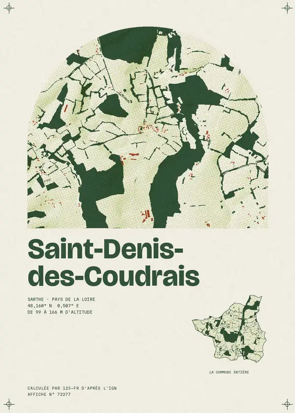 Affiche de Saint-Denis-des-Coudrais, calculée par 123-fr d'après l'IGN