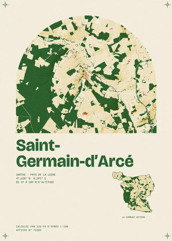 Affiche de Saint-Germain-d'Arcé, calculée par 123-fr d'après l'IGN