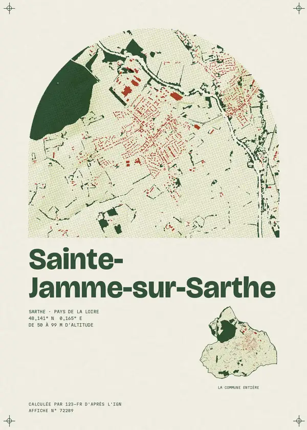 Affiche de Sainte-Jamme-sur-Sarthe, calculée par 123-fr d'après l'IGN