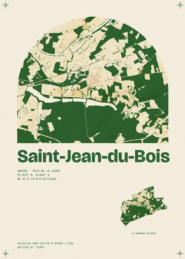 Affiche de Saint-Jean-du-Bois, calculée par 123-fr d'après l'IGN