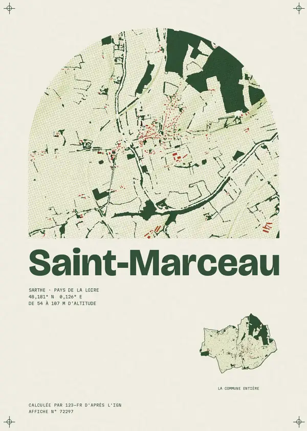 Affiche de Saint-Marceau, calculée par 123-fr d'après l'IGN