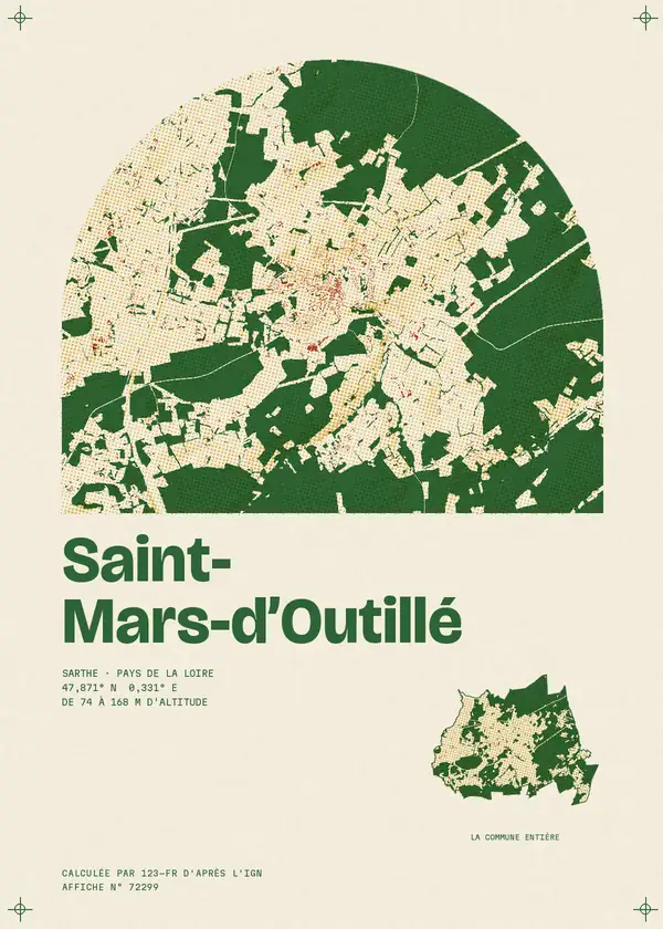 Affiche de Saint-Mars-d'Outillé, calculée par 123-fr d'après l'IGN