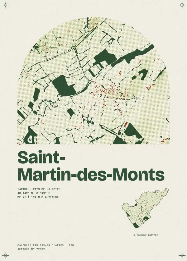Affiche de Saint-Martin-des-Monts, calculée par 123-fr d'après l'IGN
