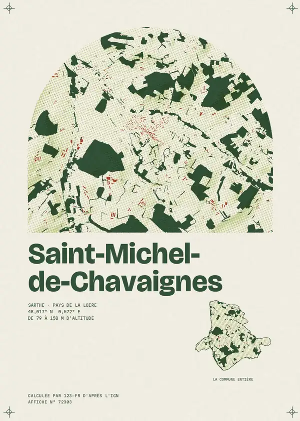 Affiche de Saint-Michel-de-Chavaignes, calculée par 123-fr d'après l'IGN