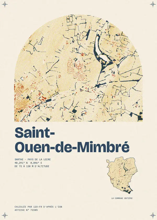 Affiche de Saint-Ouen-de-Mimbré, calculée par 123-fr d'après l'IGN