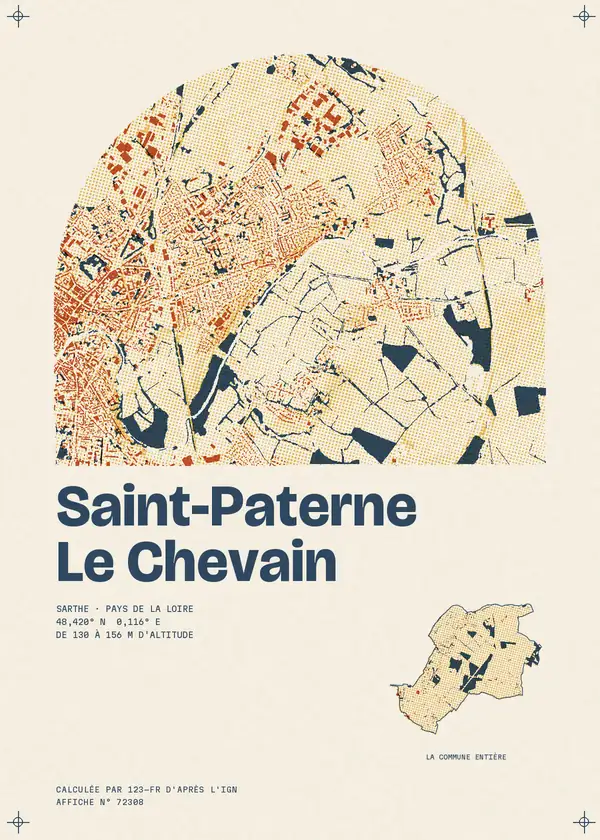 Affiche de Saint-Paterne - Le Chevain, calculée par 123-fr d'après l'IGN