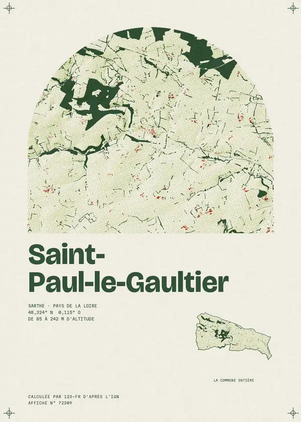 Affiche de Saint-Paul-le-Gaultier, calculée par 123-fr d'après l'IGN
