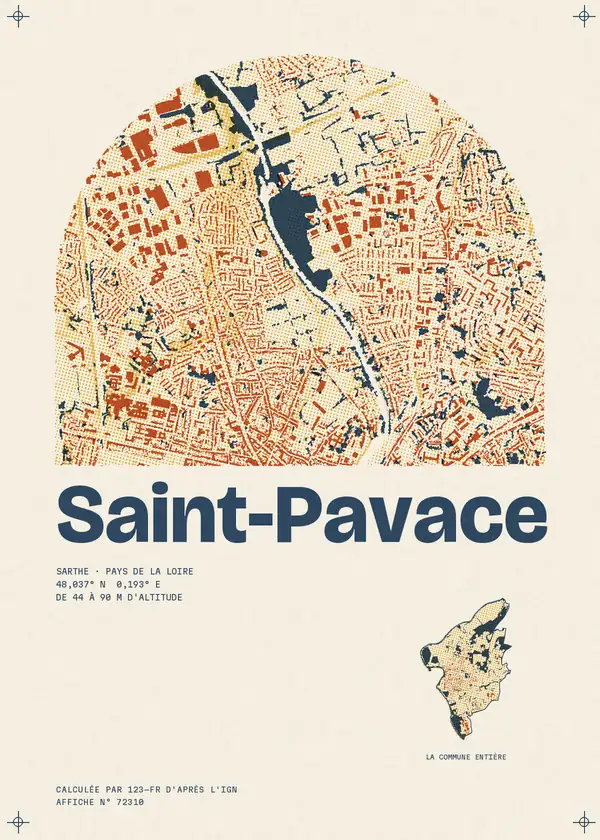 Affiche de Saint-Pavace, calculée par 123-fr d'après l'IGN