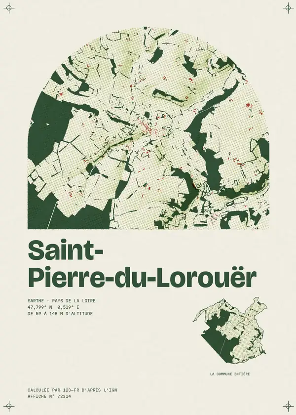 Affiche de Saint-Pierre-du-Lorouër, calculée par 123-fr d'après l'IGN