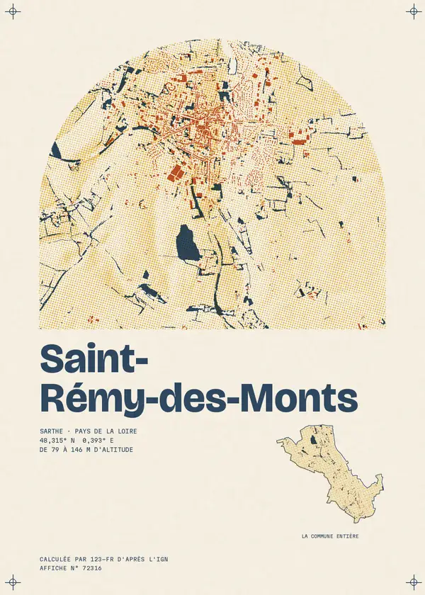 Affiche de Saint-Rémy-des-Monts, calculée par 123-fr d'après l'IGN