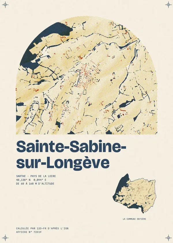 Affiche de Sainte-Sabine-sur-Longève, calculée d'après l'IGN