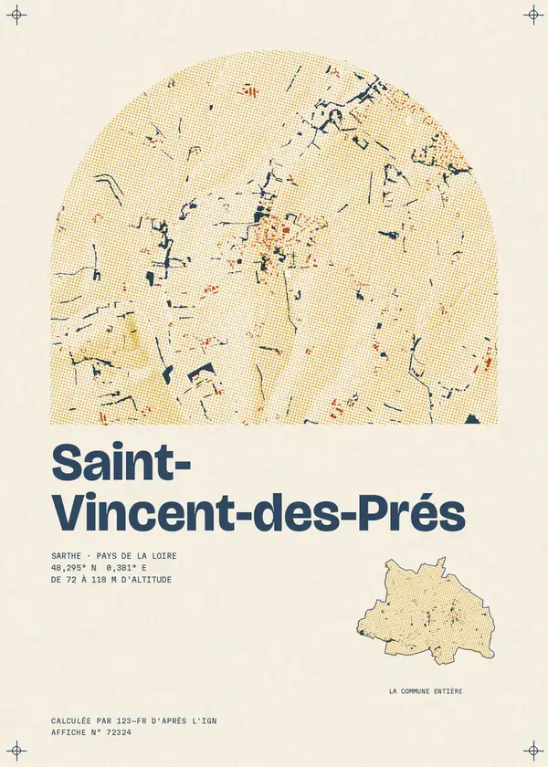 Affiche de Saint-Vincent-des-Prés, calculée par 123-fr d'après l'IGN