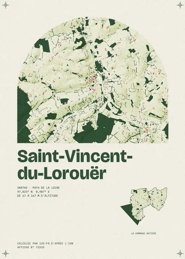 Affiche de Saint-Vincent-du-Lorouër, calculée par 123-fr d'après l'IGN