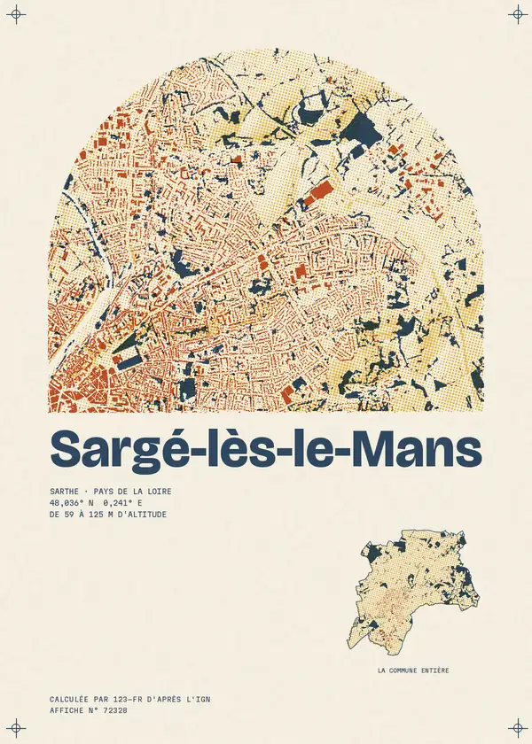 Affiche de Sargé-lès-le-Mans, calculée par 123-fr d'après l'IGN