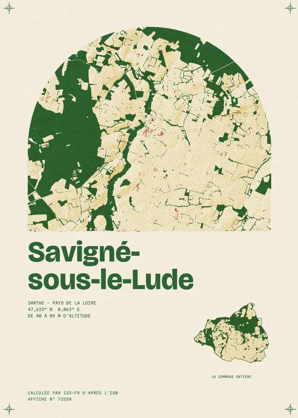 Affiche de Savigné-sous-le-Lude, calculée par 123-fr d'après l'IGN