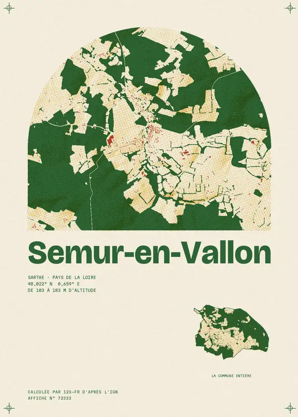 Affiche de Semur-en-Vallon, calculée par 123-fr d'après l'IGN