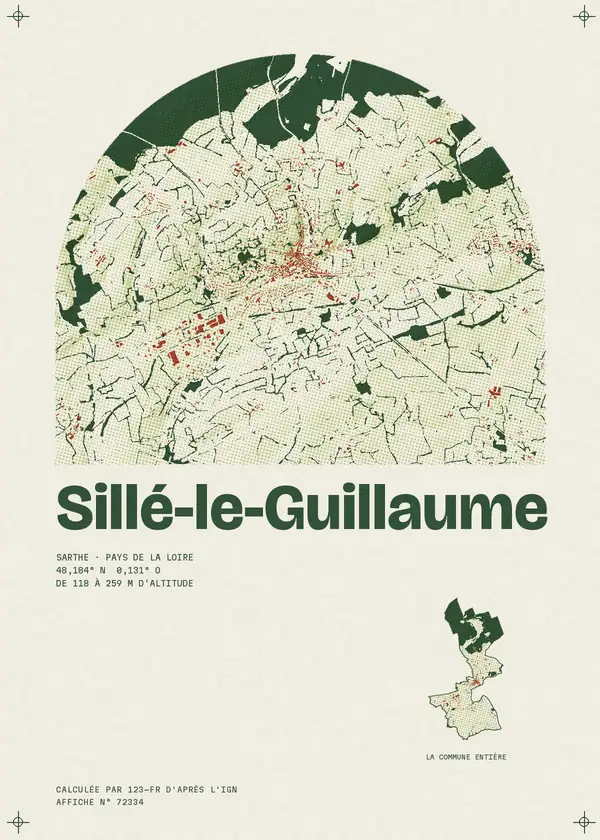 Affiche de Sillé-le-Guillaume, calculée par 123-fr d'après l'IGN