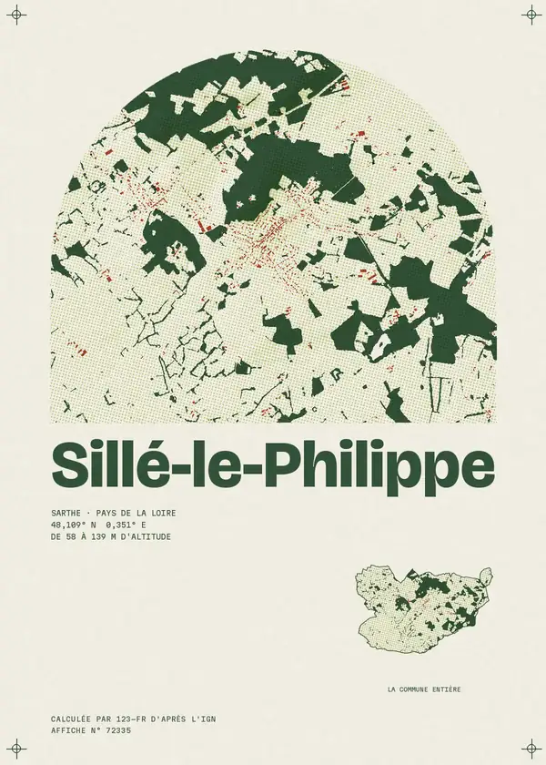 Affiche de Sillé-le-Philippe, calculée par 123-fr d'après l'IGN