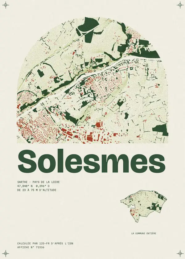 Affiche de Solesmes, calculée par 123-fr d'après l'IGN