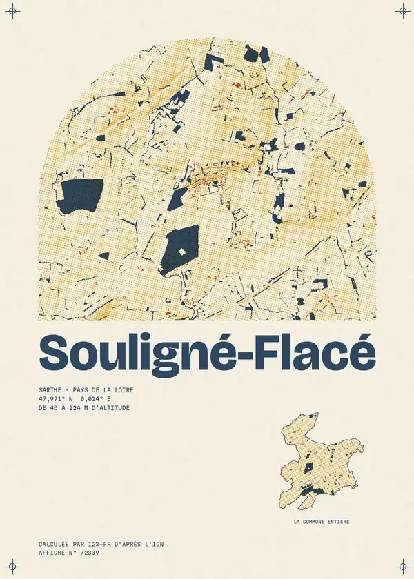 Affiche de Souligné-Flacé, calculée par 123-fr d'après l'IGN