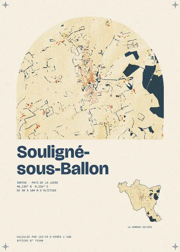 Affiche de Souligné-sous-Ballon, calculée par 123-fr d'après l'IGN