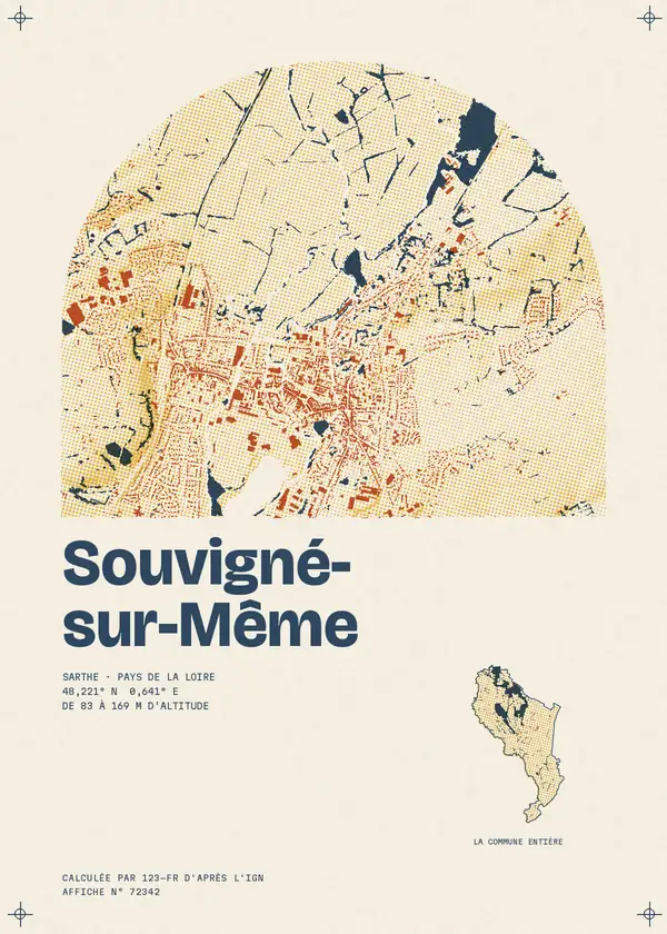 Affiche de Souvigné-sur-Même, calculée par 123-fr d'après l'IGN