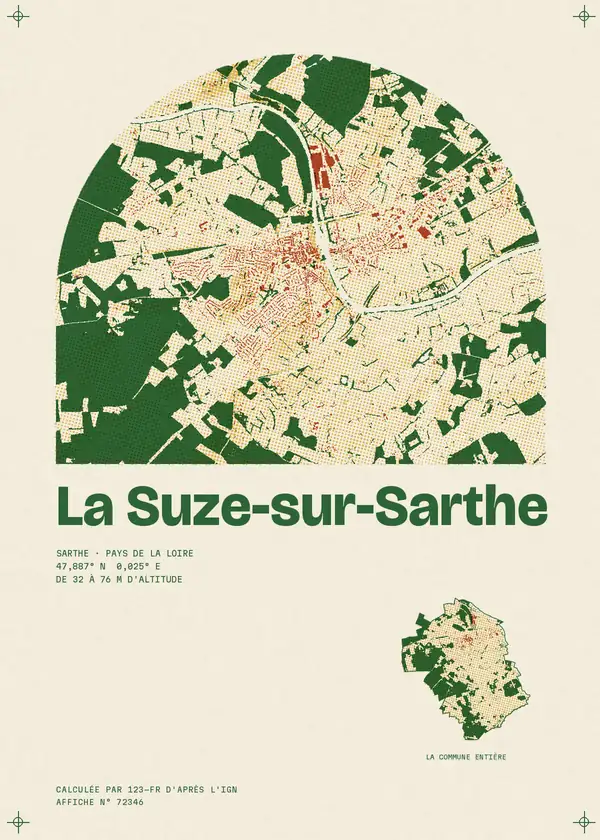 Affiche de La Suze-sur-Sarthe, calculée d'après l'IGN