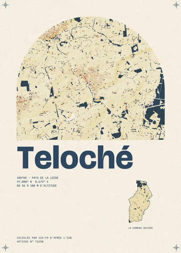 Affiche de Teloché, calculée par 123-fr d'après l'IGN