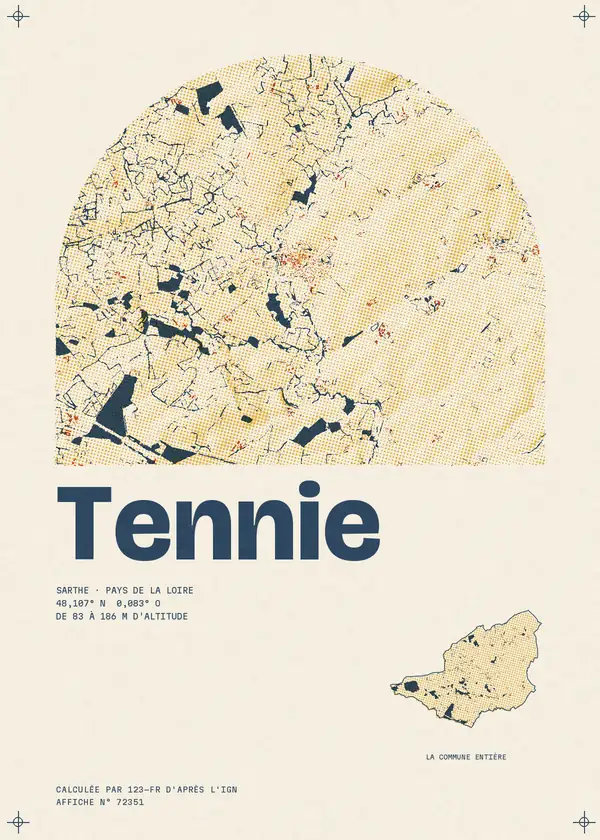 Affiche de Tennie, calculée par 123-fr d'après l'IGN