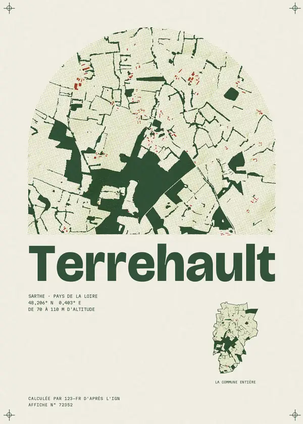 Affiche de Terrehault, calculée par 123-fr d'après l'IGN