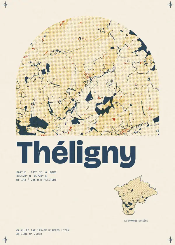 Affiche de Théligny, calculée par 123-fr d'après l'IGN