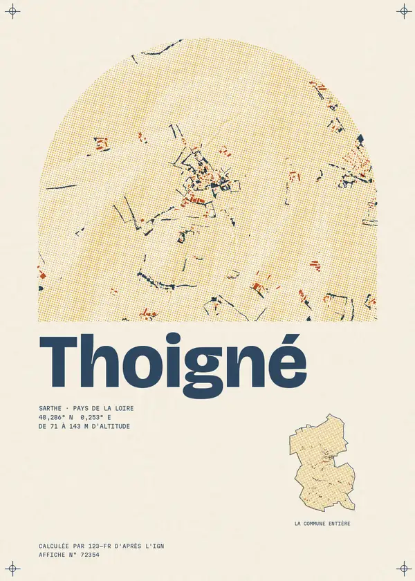 Affiche de Thoigné, calculée par 123-fr d'après l'IGN