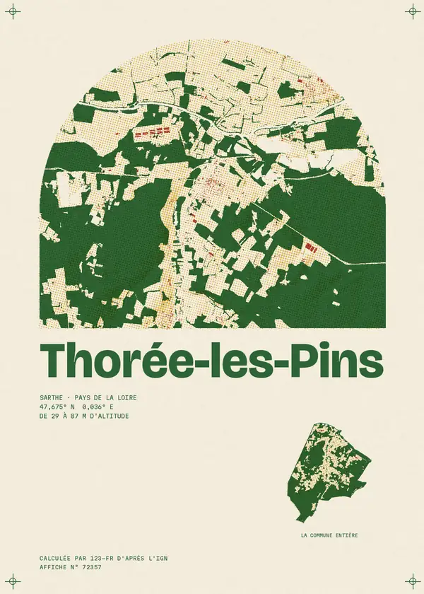Affiche de Thorée-les-Pins, calculée par 123-fr d'après l'IGN