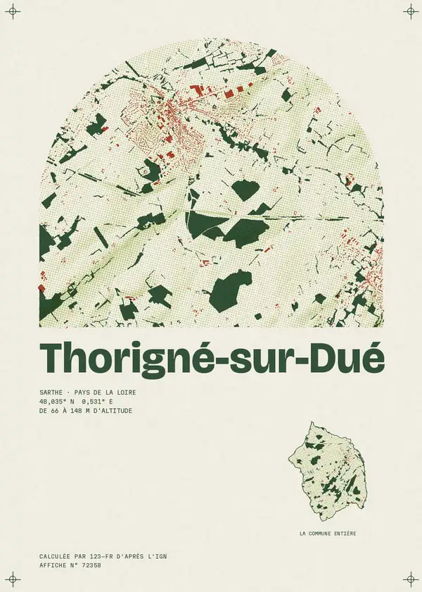 Affiche de Thorigné-sur-Dué, calculée par 123-fr d'après l'IGN