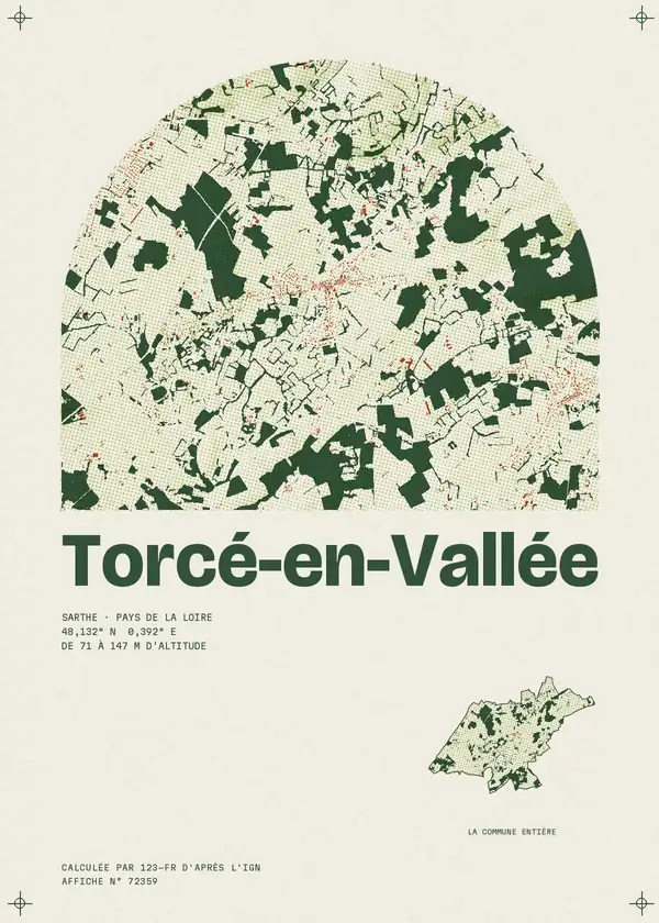 Affiche de Torcé-en-Vallée, calculée par 123-fr d'après l'IGN