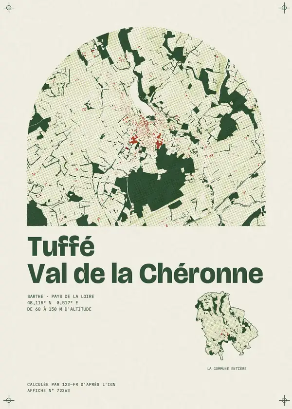 Affiche de Tuffé Val de la Chéronne, calculée par 123-fr d'après l'IGN