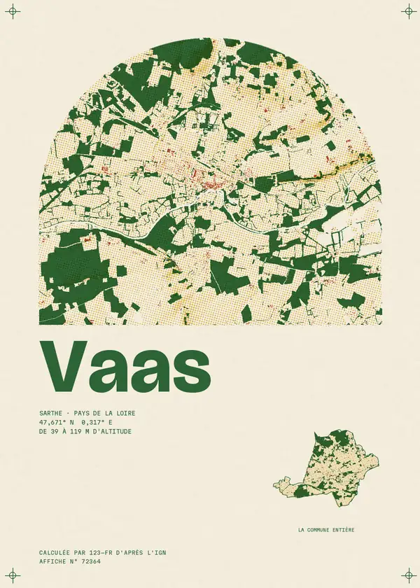 Affiche de Vaas, calculée par 123-fr d'après l'IGN