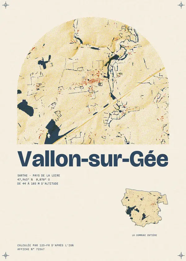 Affiche de Vallon-sur-Gée, calculée par 123-fr d'après l'IGN