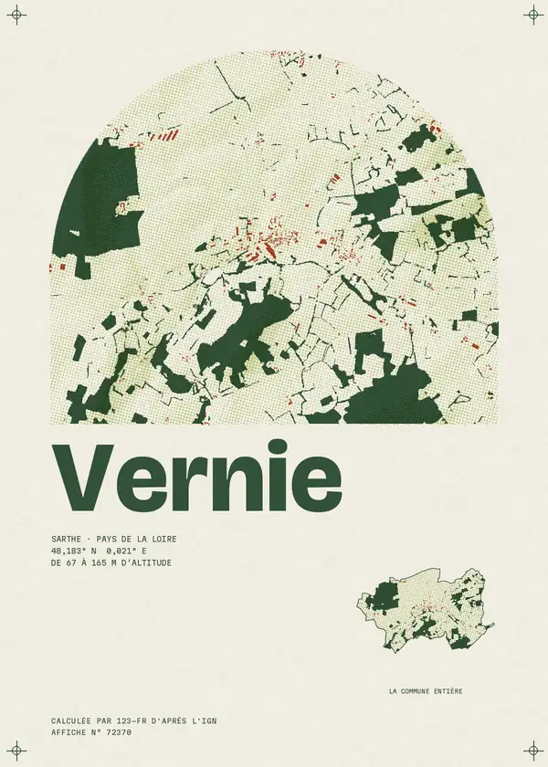 Affiche de Vernie, calculée par 123-fr d'après l'IGN