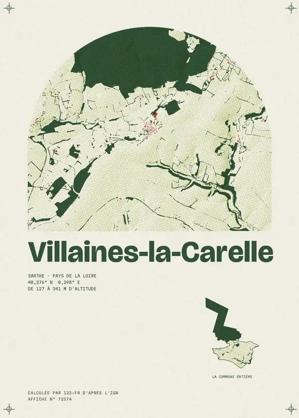 Affiche de Villaines-la-Carelle, calculée par 123-fr d'après l'IGN