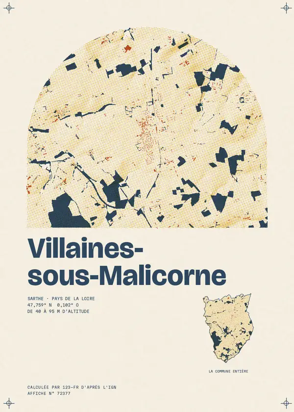 Affiche de Villaines-sous-Malicorne, calculée par 123-fr d'après l'IGN
