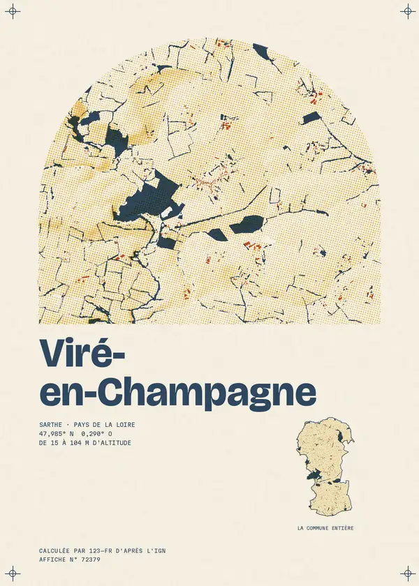 Affiche de Viré-en-Champagne, calculée par 123-fr d'après l'IGN