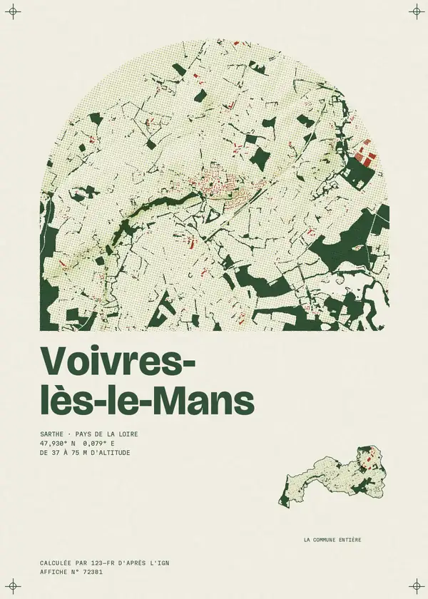 Affiche de Voivres-lès-le-Mans, calculée par 123-fr d'après l'IGN
