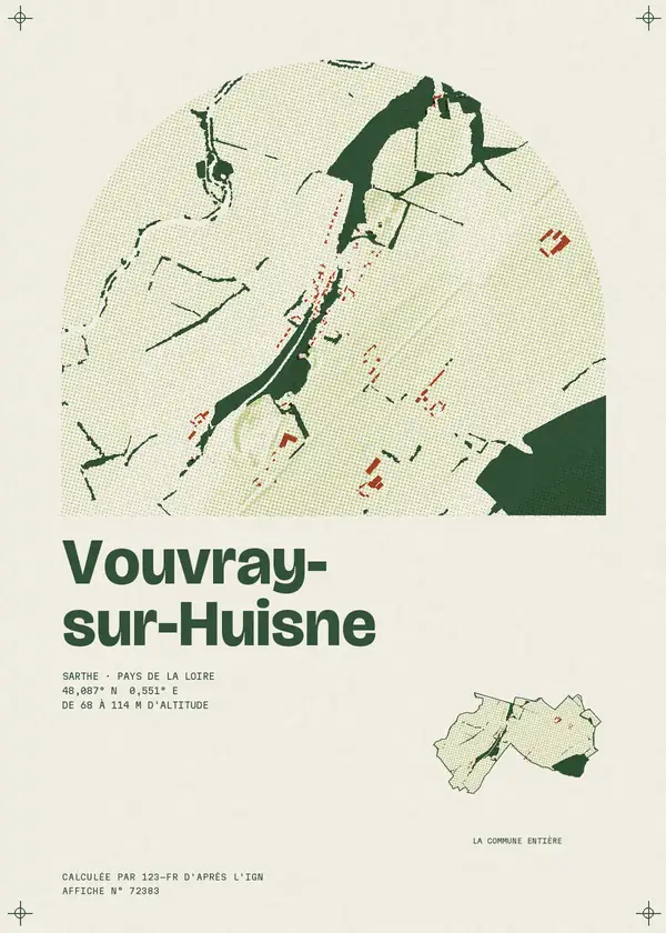 Affiche de Vouvray-sur-Huisne, calculée par 123-fr d'après l'IGN