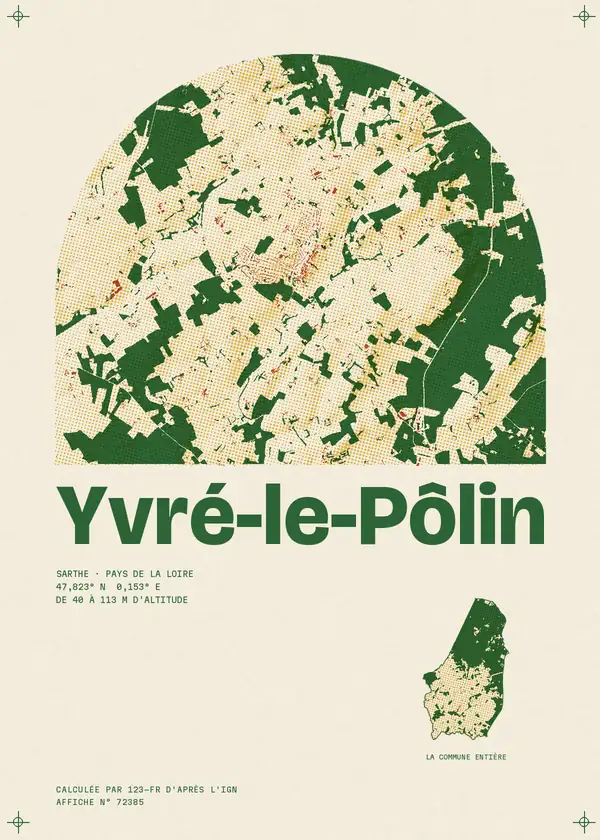 Affiche de Yvré-le-Pôlin, calculée par 123-fr d'après l'IGN
