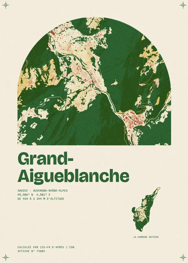 Affiche de Grand-Aigueblanche, calculée par 123-fr d'après l'IGN
