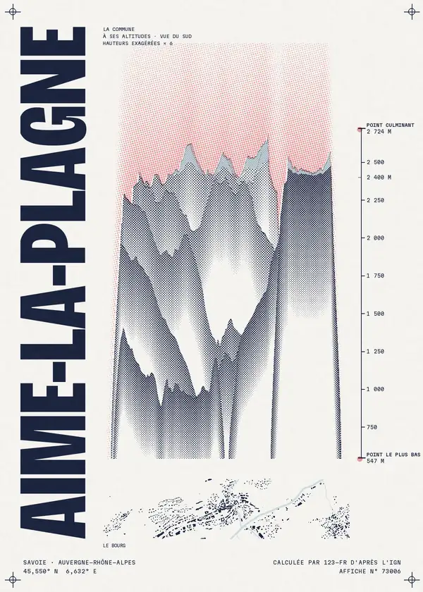 Affiche de Aime-la-Plagne, calculée par 123-fr d'après l'IGN