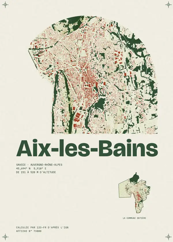 Affiche de Aix-les-Bains, calculée par 123-fr d'après l'IGN