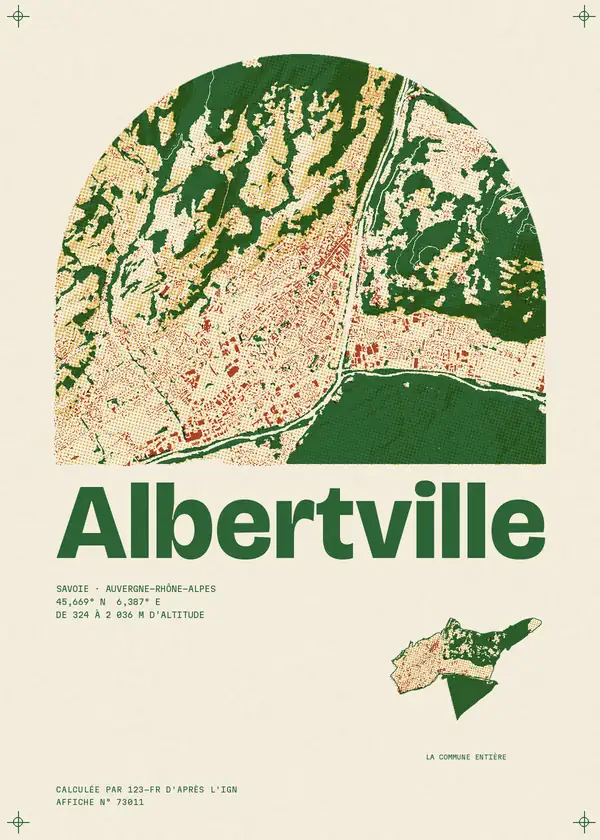 Affiche de Albertville, calculée par 123-fr d'après l'IGN